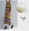2023 Autumn Korean Style Loose Plus Size Irregular Stripe Long Sleeve Dress