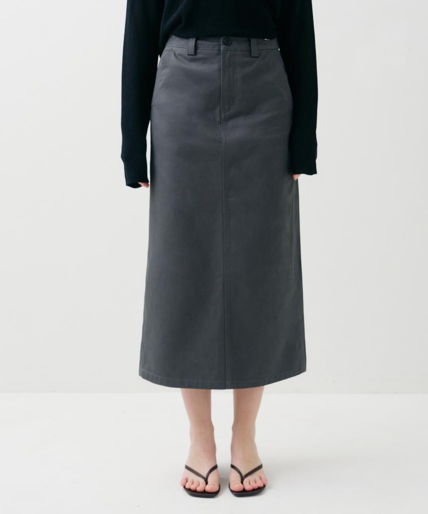 Pildeoseu Back Pocket Long Skirt Khaki