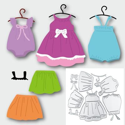 Three Cute Little Dresses with Artistic Prints Scrapbooking Metal Cutting Dies Stencils for DIY Album Paper Card Decor
