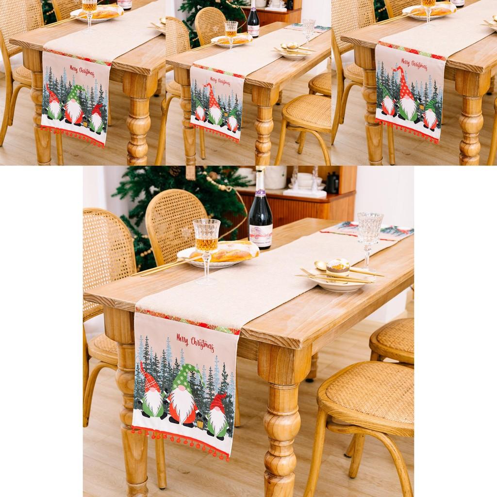 Decorative Christmas Table Flag Showcasing Lively Forest Elder In Classic Holiday Colors