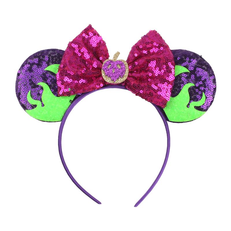 Halloween Mouse Ears Headband Sequins Bow Hairband For Women Featival Party DIY Hair Accessories Boutique
