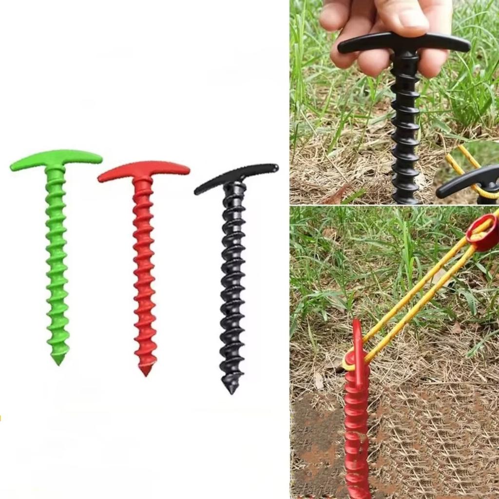 Outdoor Camping Windproof Tent Stakes Nylon Plastic Spiral Ground Pegs for Camping Picnic