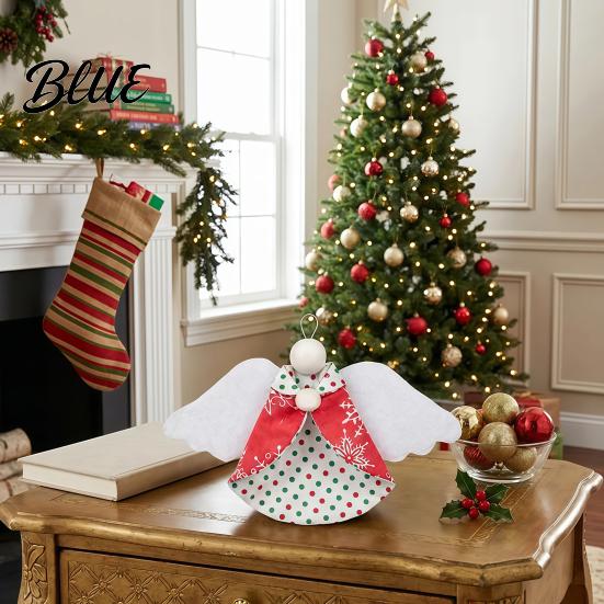 Winter Theme Party Supplies Fabric Angel Hanging Ornament Christmas Tree Decor Polka Dot Classroom Favors Ornament for Window Mantel Home