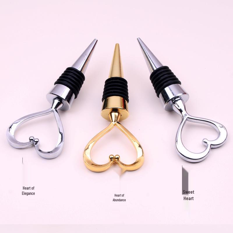 Heart-Shaped Red Wine Stopper - Alloy Seal for Bottles, Ideal for Weddings, Bars, and Hotels.