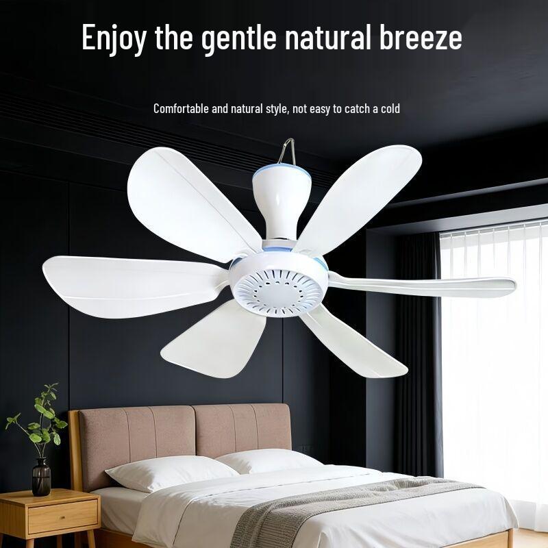 Silent Breeze Hanging Mini Ceiling Fan with Mosquito Net for Dorms and Beds