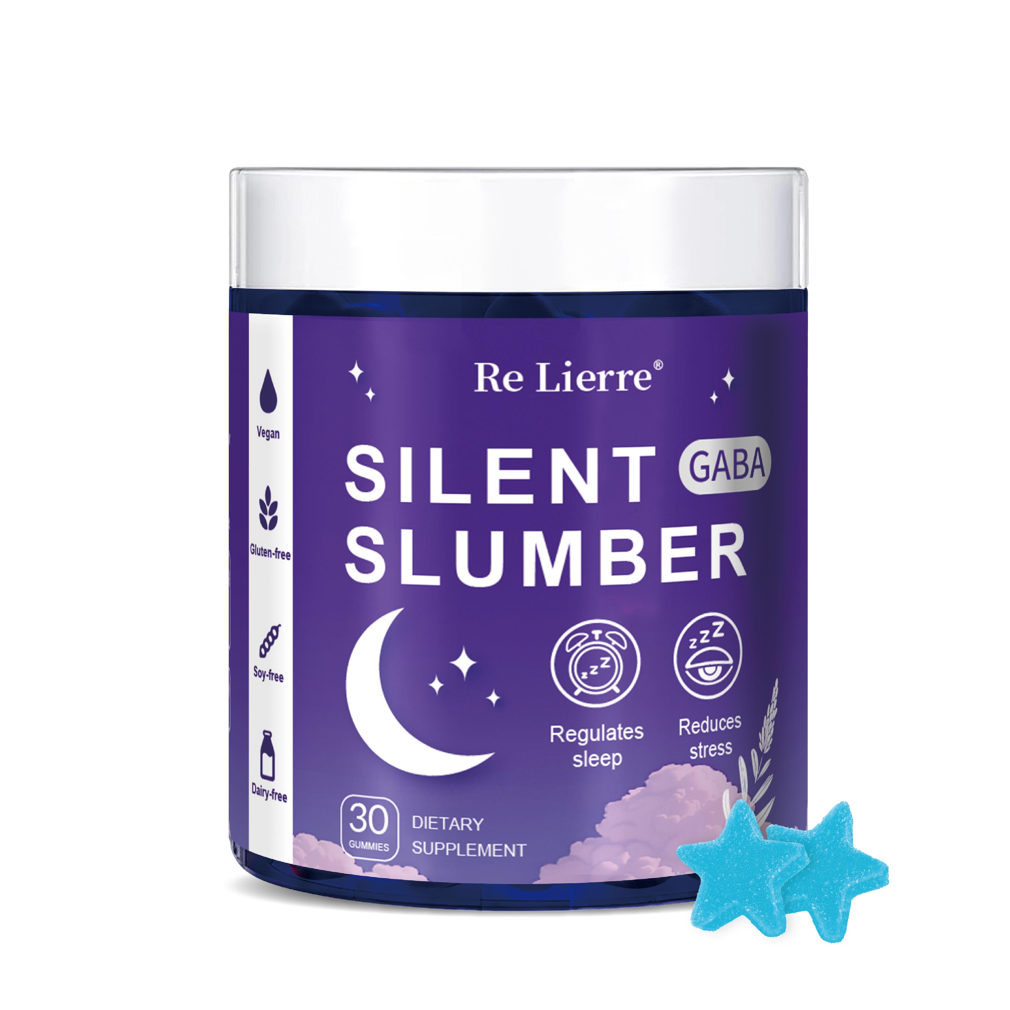 

Re Lierre Silent Slumber GABA Sleep Support Gummies, Blue Star-shaped, 30 Count Dietary Supplement