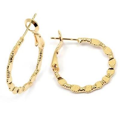 [L4315] - Gold Plated Hoop Earrings 'Choreography' - 35x2 Mm