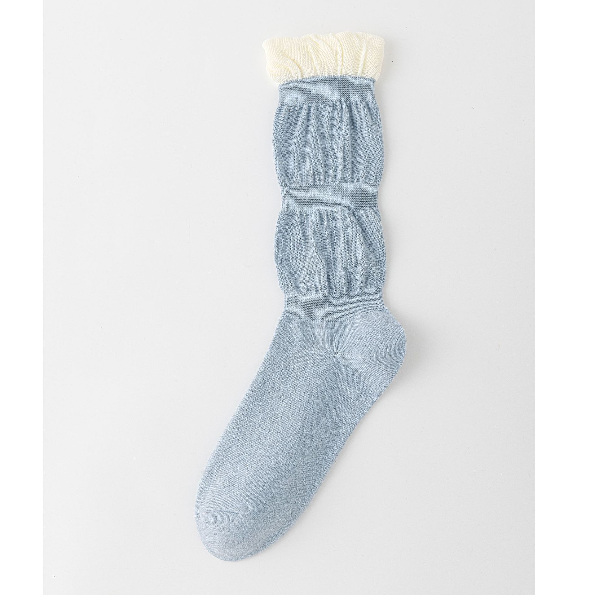 

Женские осенние универсальные кружевные гольфы с пузырчатым верхом, преппи, высокие, гофрированные 1 pair синий