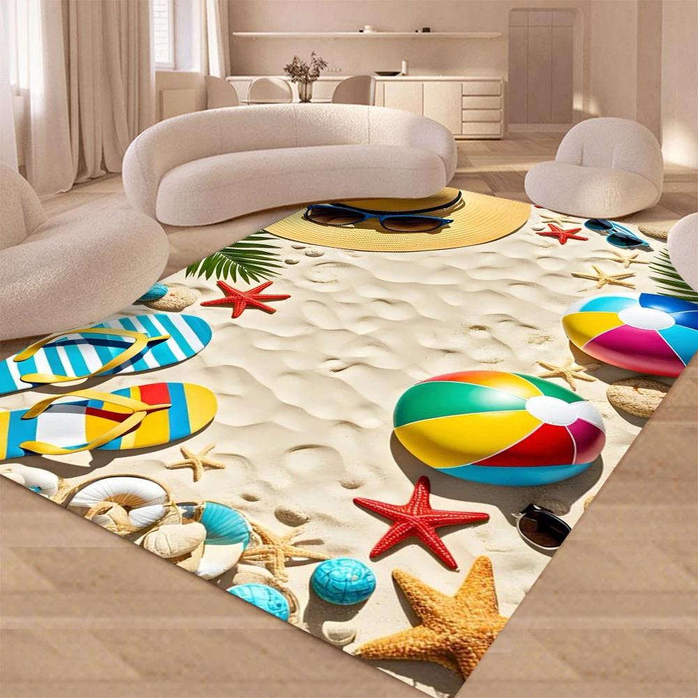 

Пляж Морская звезда Ракушка Морская звезда Песок Ковер Коврик для гостиной Спальни Дома Декорация Дивана Детская игра Нескользящий Напольный коврик 50X80CM