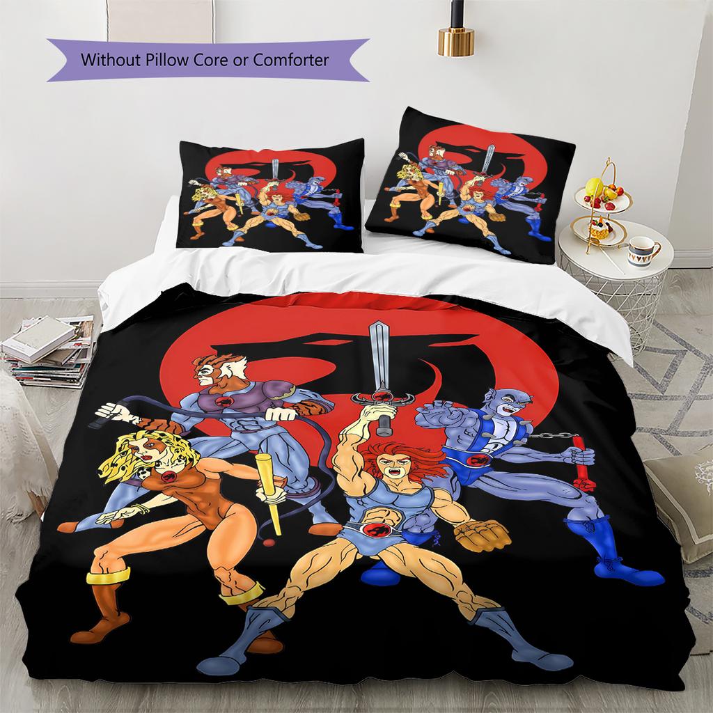 Thundercats Vzor Povlečení Sada Prošívaných Dek Quilt Cover Povlak na Polštář Domácí Dekorace Dárek (1 * povlak na peřinu + 2 * povlak na polštář, bez jádra)