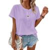 Frühling/Sommer 2025 Damen Plus Size Knopf Kurzarm T-Shirt - Europäischer/Amerikanischer Stil, Einfarbige Mode