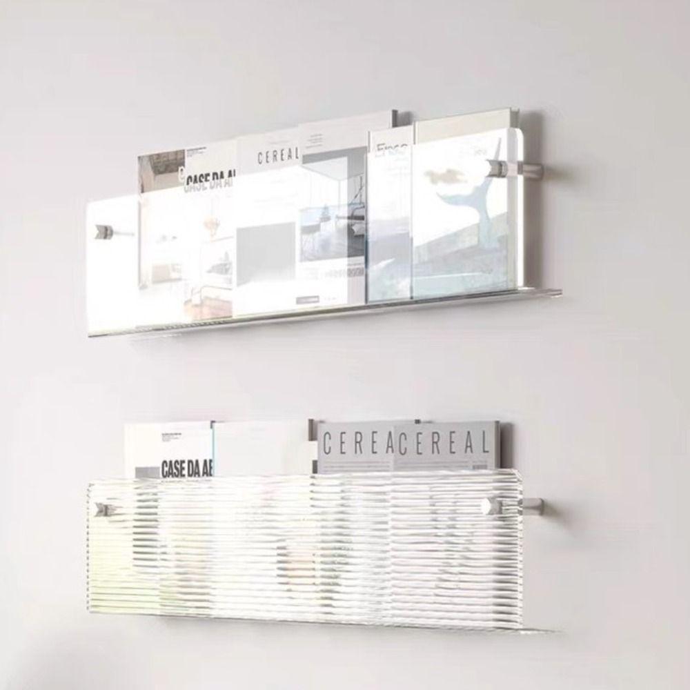 Acrylic Magazine Rack Wall Mount Brochure Holder Floating Bookshelves Italian Literature Organizer Pamphlet Stand Hang Display