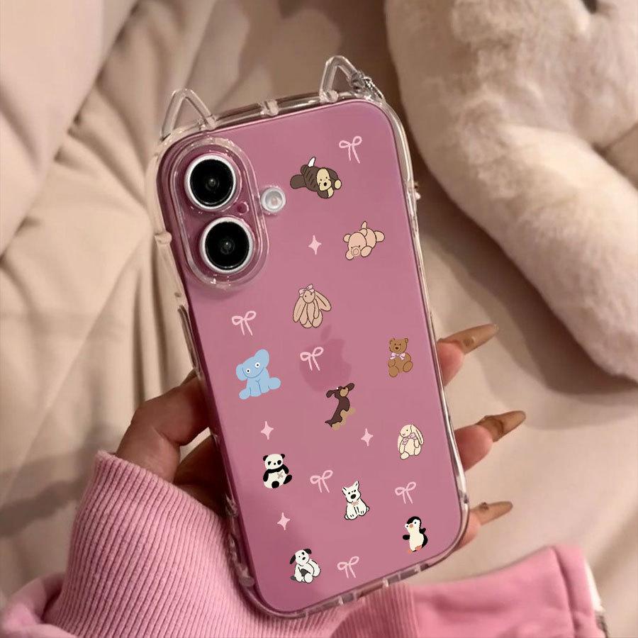 

Cat Ears Bowknot Cartoon Phone Case for iPhone 15/15 Pro Max, 11/12 Series Apple 12 Pro Max