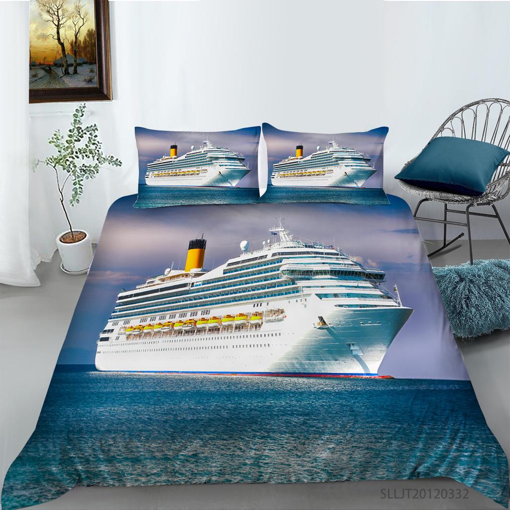 3D Digital Printing Quilt Cover Pillowcase Two or Three-piece Cruise Series Polyester