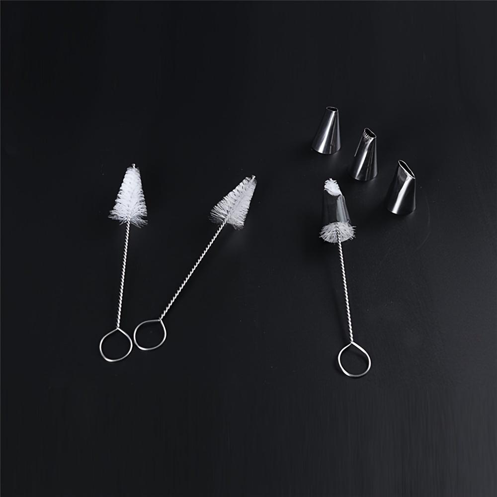 3 Pc, 304 Stainless Steel & Nylon Fiber Cake Decorating Cleaning Brush Set, for Piping Tips