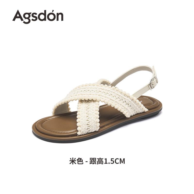 Augustine flat sandals new summer with skirt French beautiful beach cool slippers 35