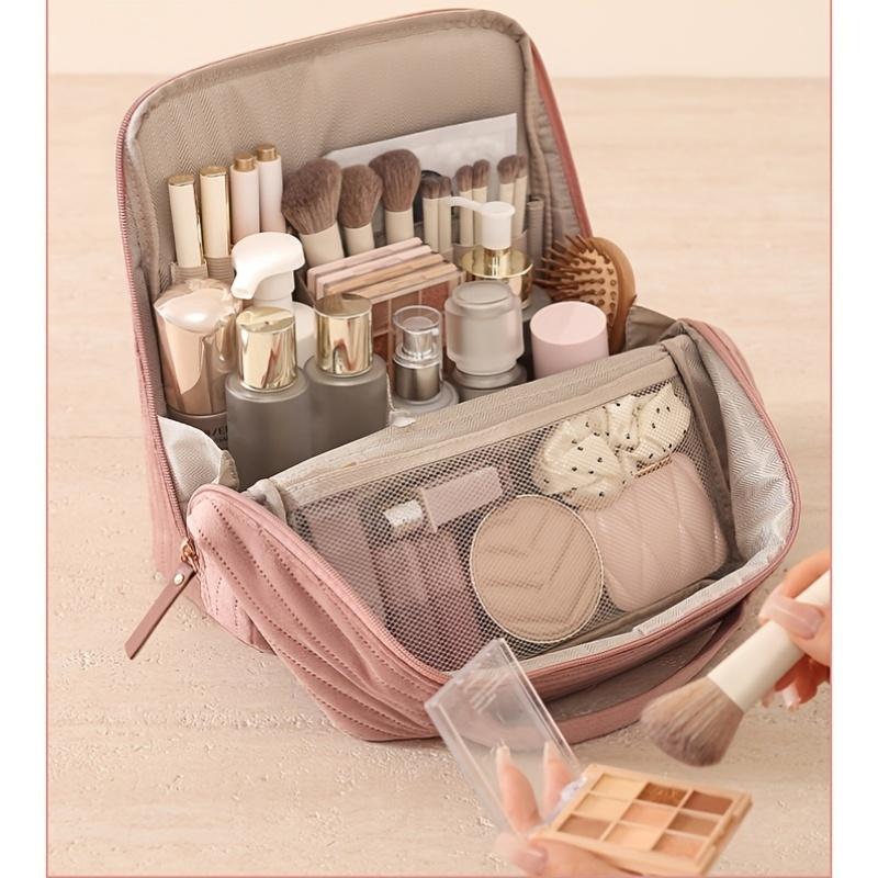 New Vertical Makeup Bag - Light Luxury Texture Fleece Handbag, Portable Outward Toilet Bag - Can Hang Trolley Box