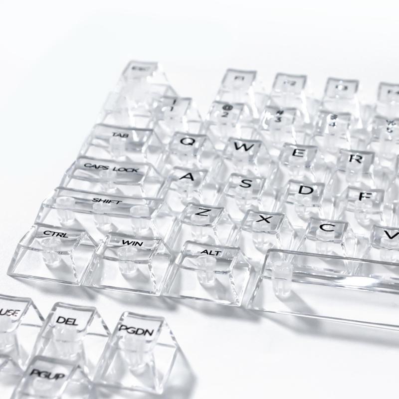 132Keys Transparent Keycaps 10mm Profile Keycap Set for Mechanical Keyboards with Color Lighting Side/Top Print