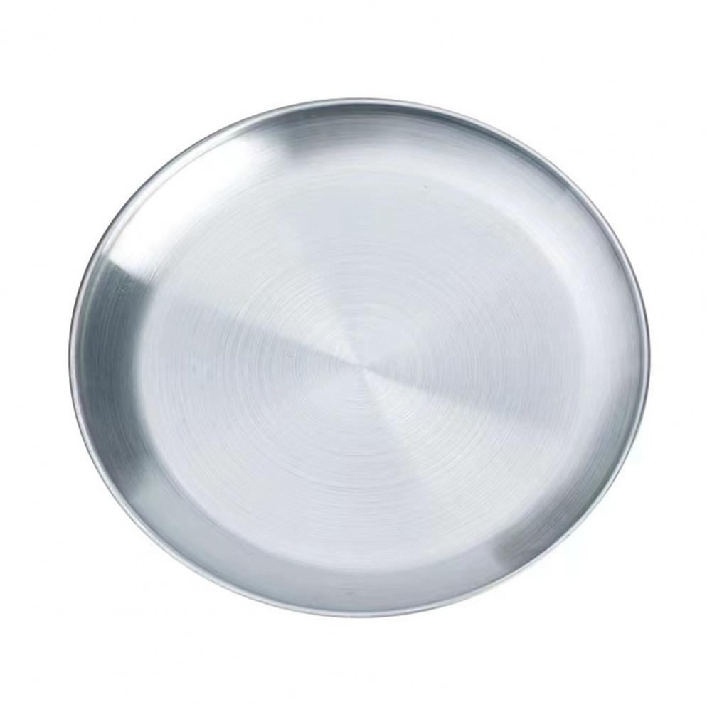 Barbecue Plate Bbq Salad Serving Plate Stainless Steel Dinner Plates for Home Kitchen Outdoor Bbq Round Salad for Camping