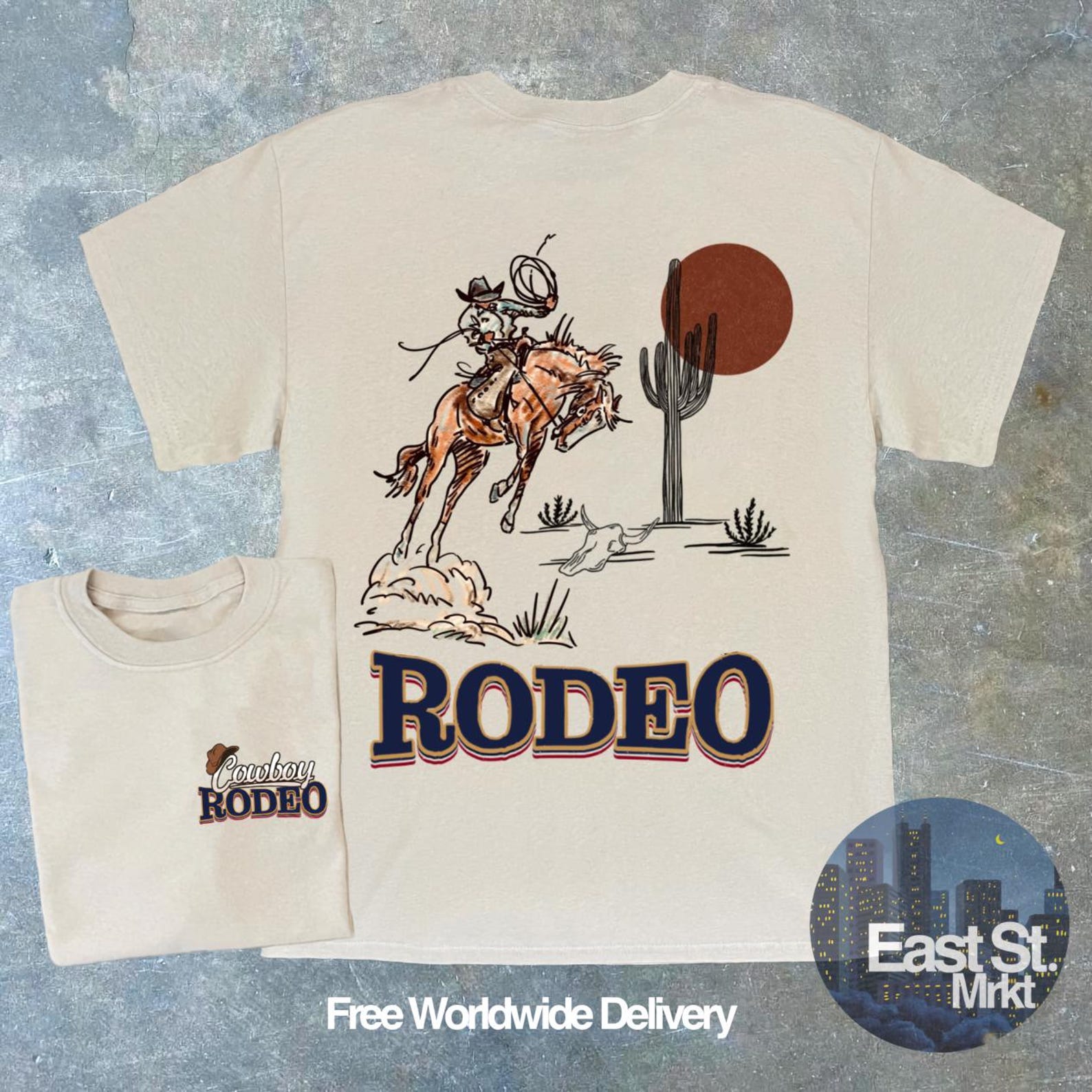 Vintage Rodeo Cowboy T-shirt: Western Graphic Tee L
