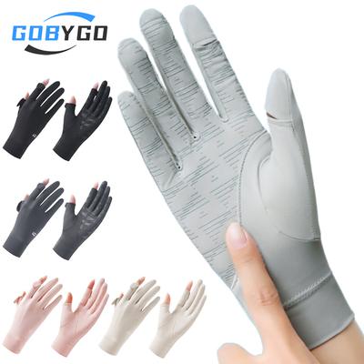 Summer Sun-Protective Gloves Flip Fingers Touch Screen Breathable Raw Yarn Cycling UV Protection Gloves