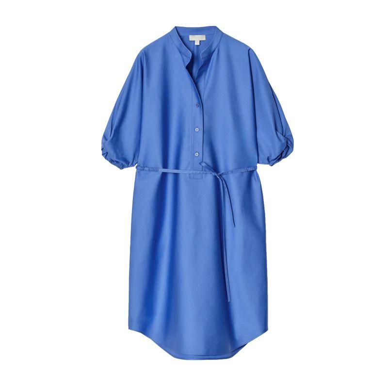 CS Summer Women's Cotton Button Placket Standard Mid Length Long Length Shirt Dress 1290475