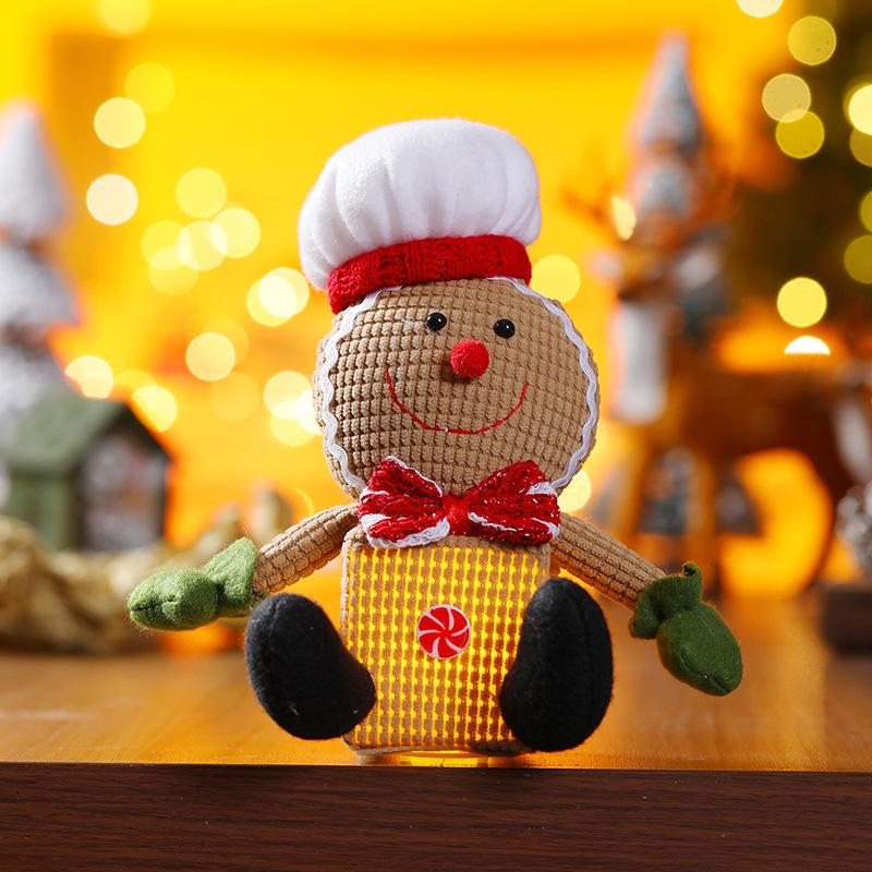 Christmas & New Year Glowing Gingerbread Man Plush Ornament for Window Display