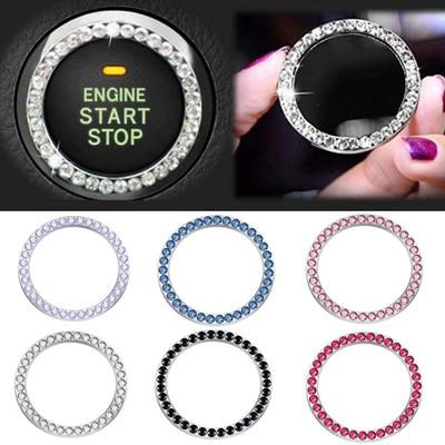 Neue Auto One-key-Start-Taste Dekoration Ring mit Diamant Strass Kreis Start Stop Schalter Ring Auto Innen Zubehör