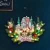 Christmas Santa Gnomes Wood Sign LED Light Up Wreath Wall Window Front Door Hanging Decoration for Festival Home Decors