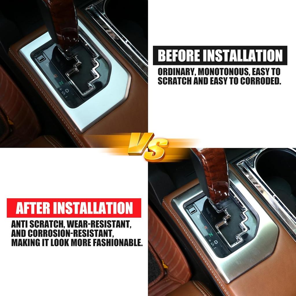 LLKUANG for Toyota Tundra 2014-2021 SUV Stainless Steel Center Console Gear Shift Panel Frame Trim Car Accessories (Silver)