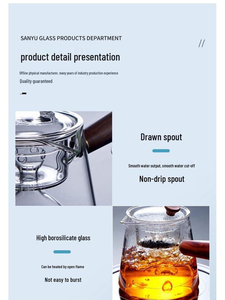 Handmade Heat-Resistant Glass Tea Infuser Pot with Strainer