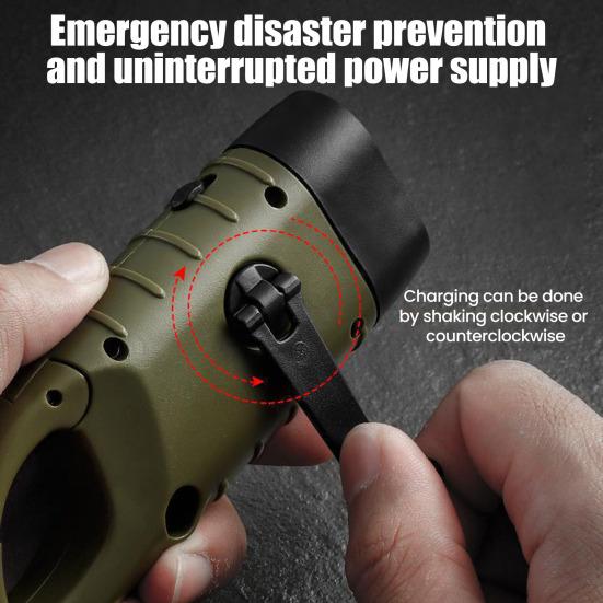 Solar And Hand Crank Flashlight 5-in-1 Emergency LED Light with Type-C Charging Waterproof Portable Power Bank for Camping Outdoor Use