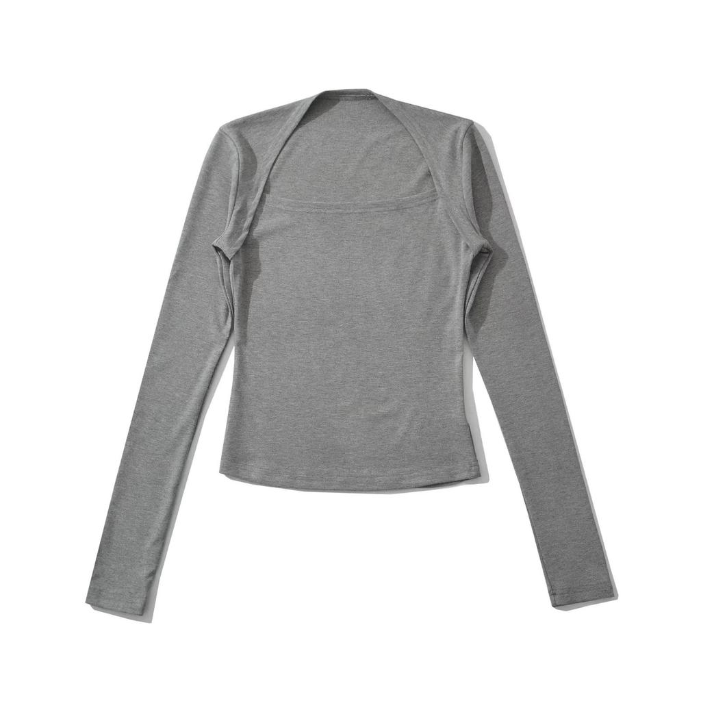 Hot Girl Square Neck Off-Shoulder Slimming Long Sleeve Top for Women