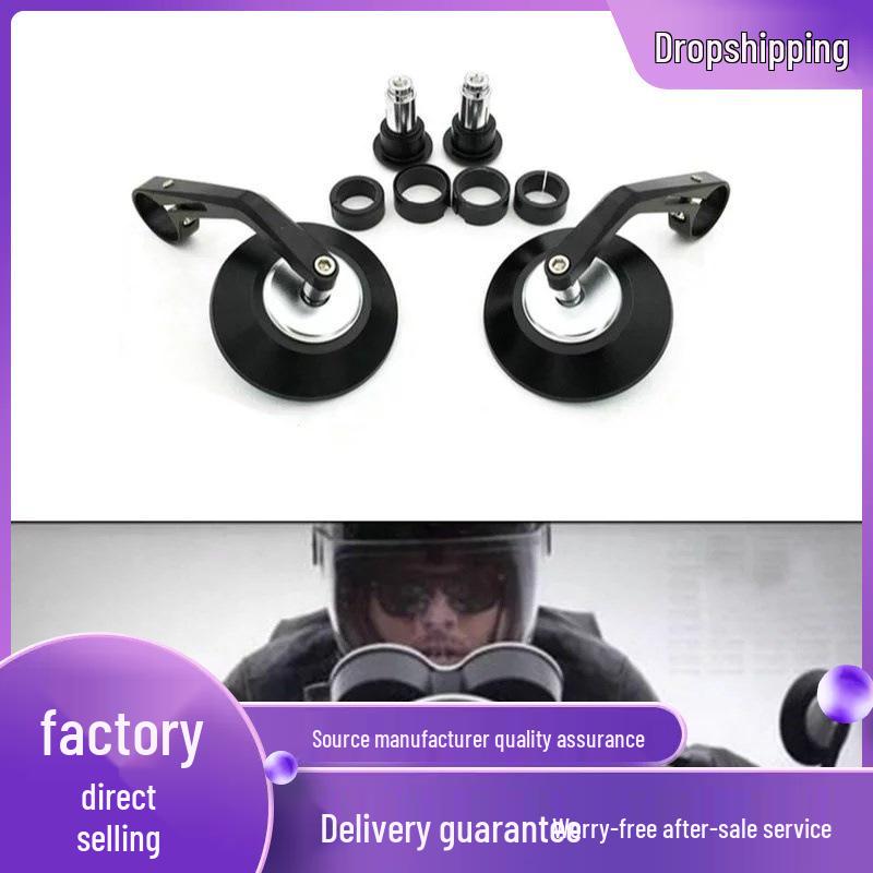 

Retro CNC Motorcycle Handlebar Rearview Mirror All Black Mirror
