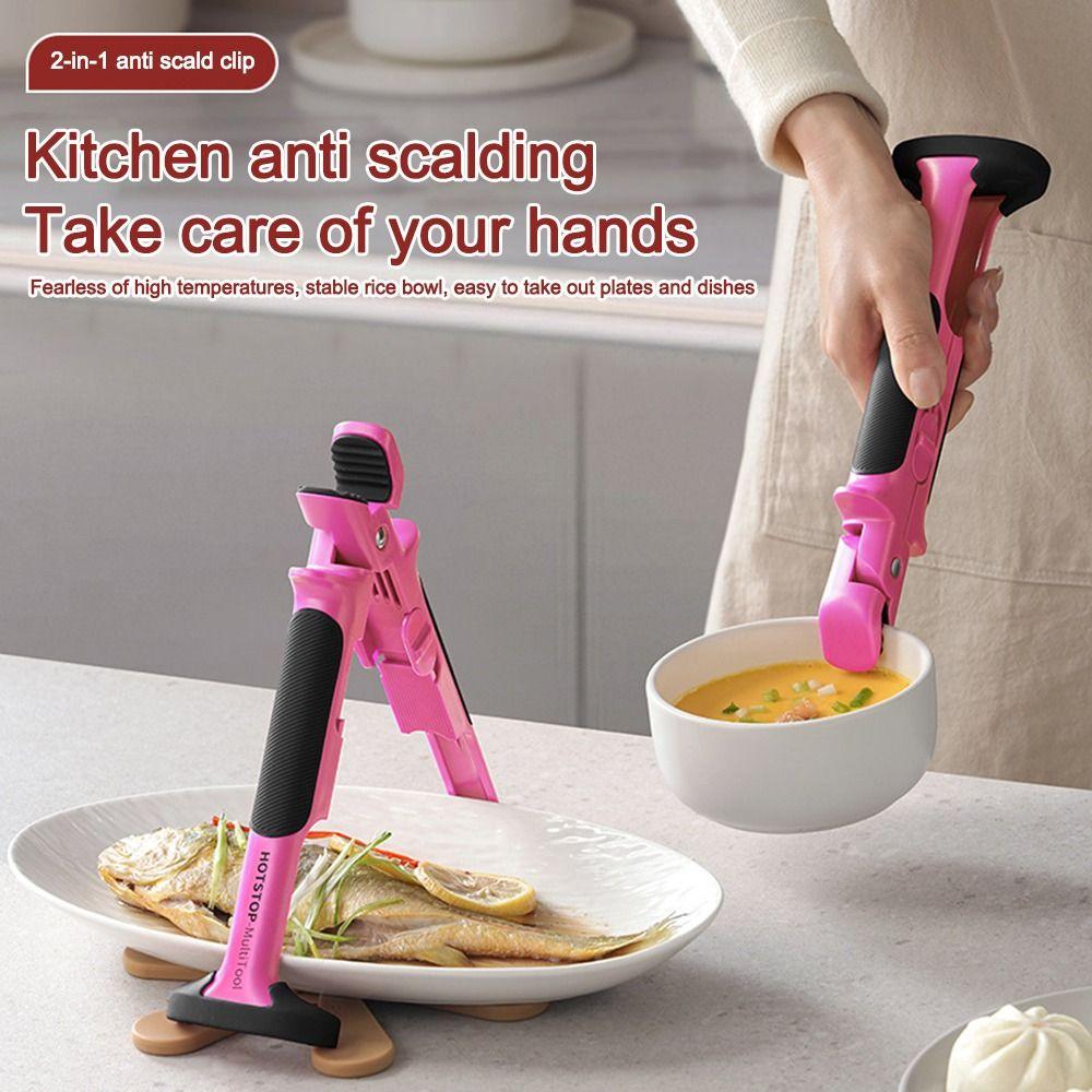 Non-slip Kitchen Bowl Clip 2in1 Anti Scalding Holder Kitchen Bowl Dish Clip  Kitchen Gadget