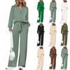 Women's Zip Up Long Sleeve Hoodie and Wide Leg Pants Activewear Set
