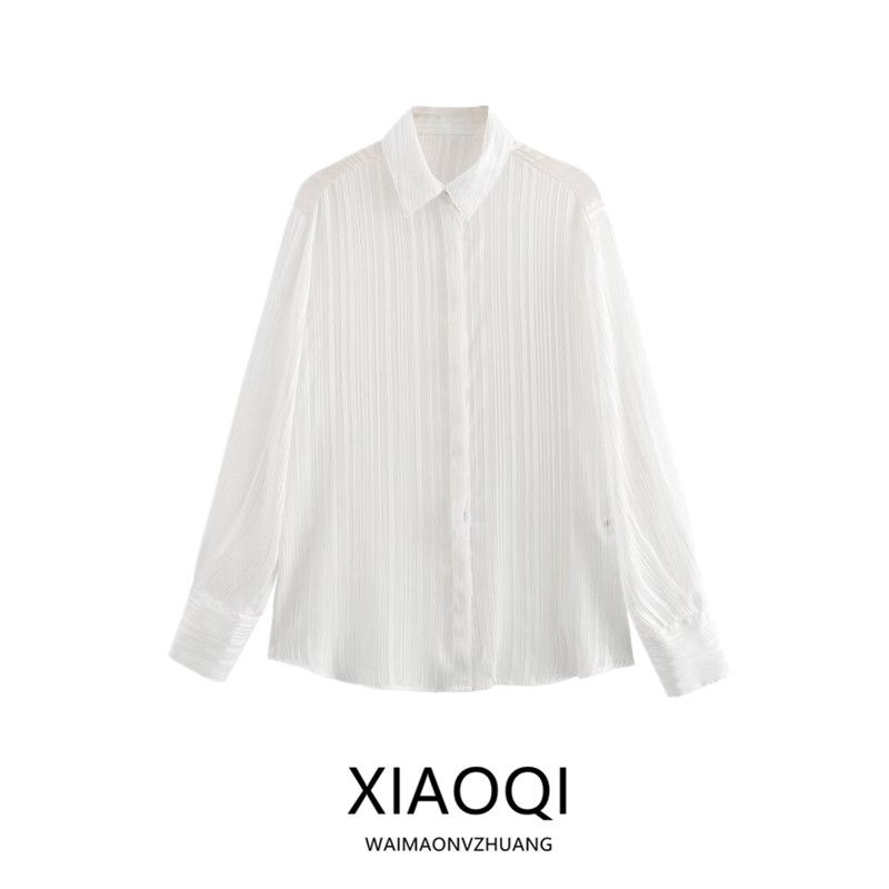 Fashion Style 2024 Summer New Women's Clothing Color Line White Long Sleeves Stripes Shirt 3371348 251