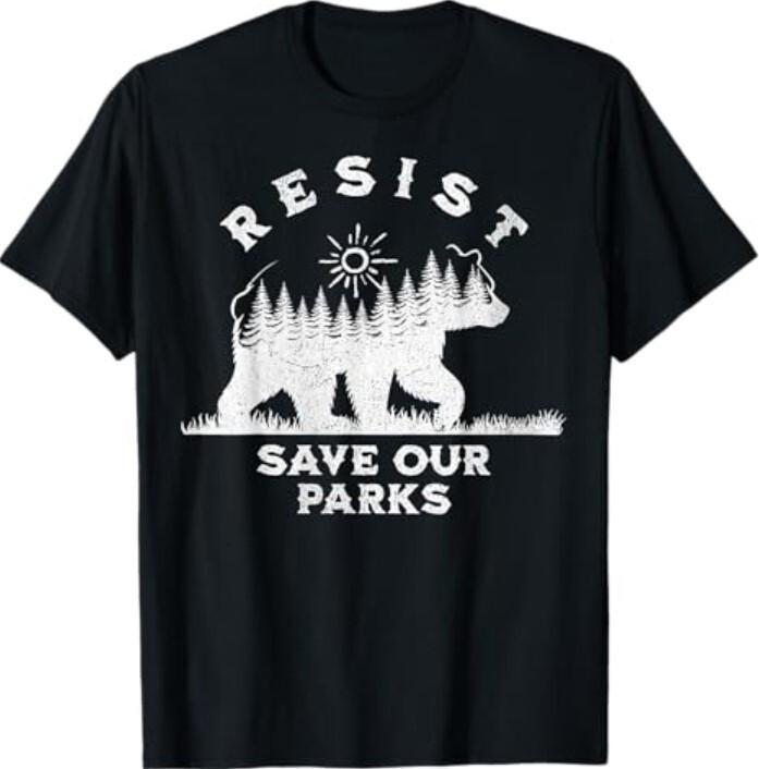 New Resist Save Our Parks Alt US National Parks Bear Nature T-Shirt S