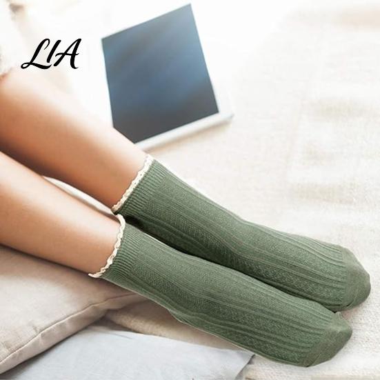 Vintage Inspired Lace Hosiery Ruffle Crew Socks for Women, Cotton Frilly Socks, Soft Breathable Elastic Stacked Casual Ankles Daily Wear And