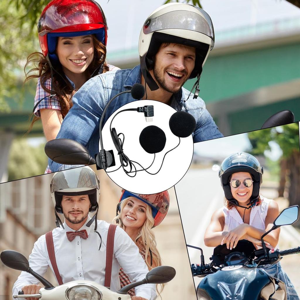 Motorcycle Helmet Speaker | Motorcycle Headphones | Waterproof Type-C Connection, Noise Reducing Microphone for Streaming Studio Video