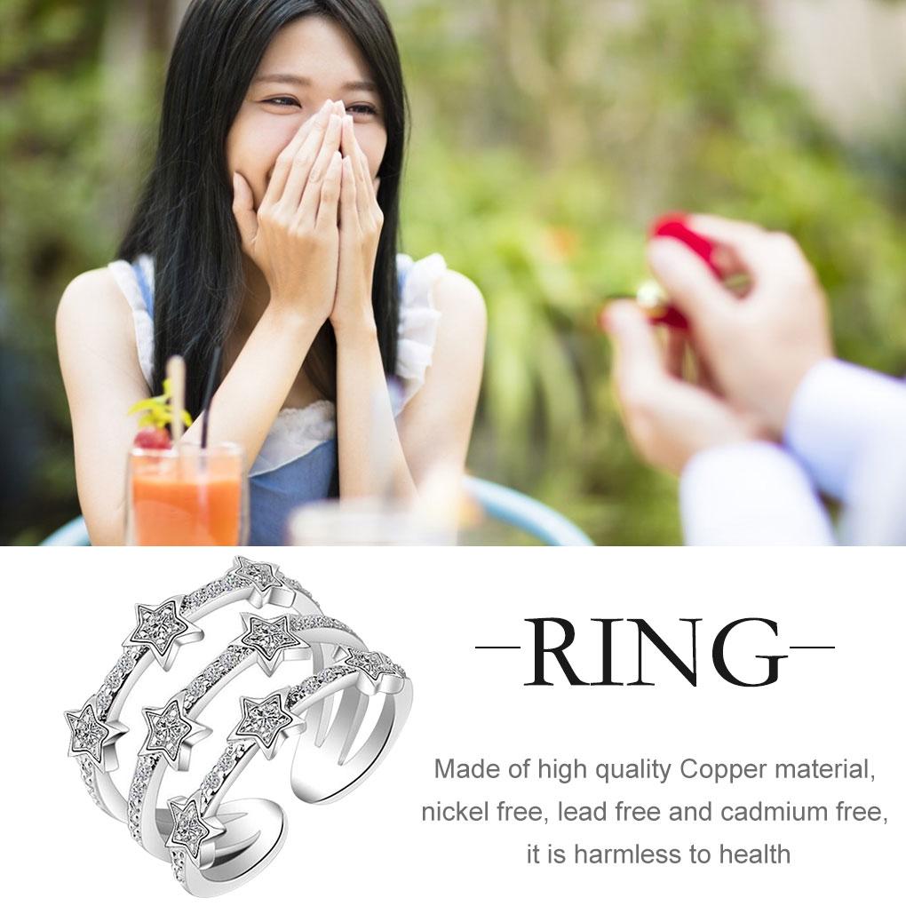 Multilayers Crystal Star Copper Opening Adjustable for Woman Stylish Jewelry Accessories