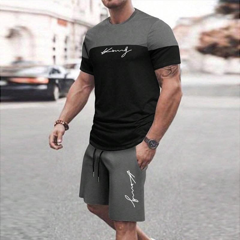 New Fashion Color Gradation 3D Print Men's Suit Oversized Men's Loose Shirt Short Sleeve Summer Casual Breathable Refreshing Set