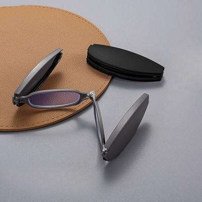 Składane okulary do czytania blokujące niebieskie światło dla kobiet i mężczyzn, stop, blokujące niebieskie światło, od +1.0 do +4.0, z etui