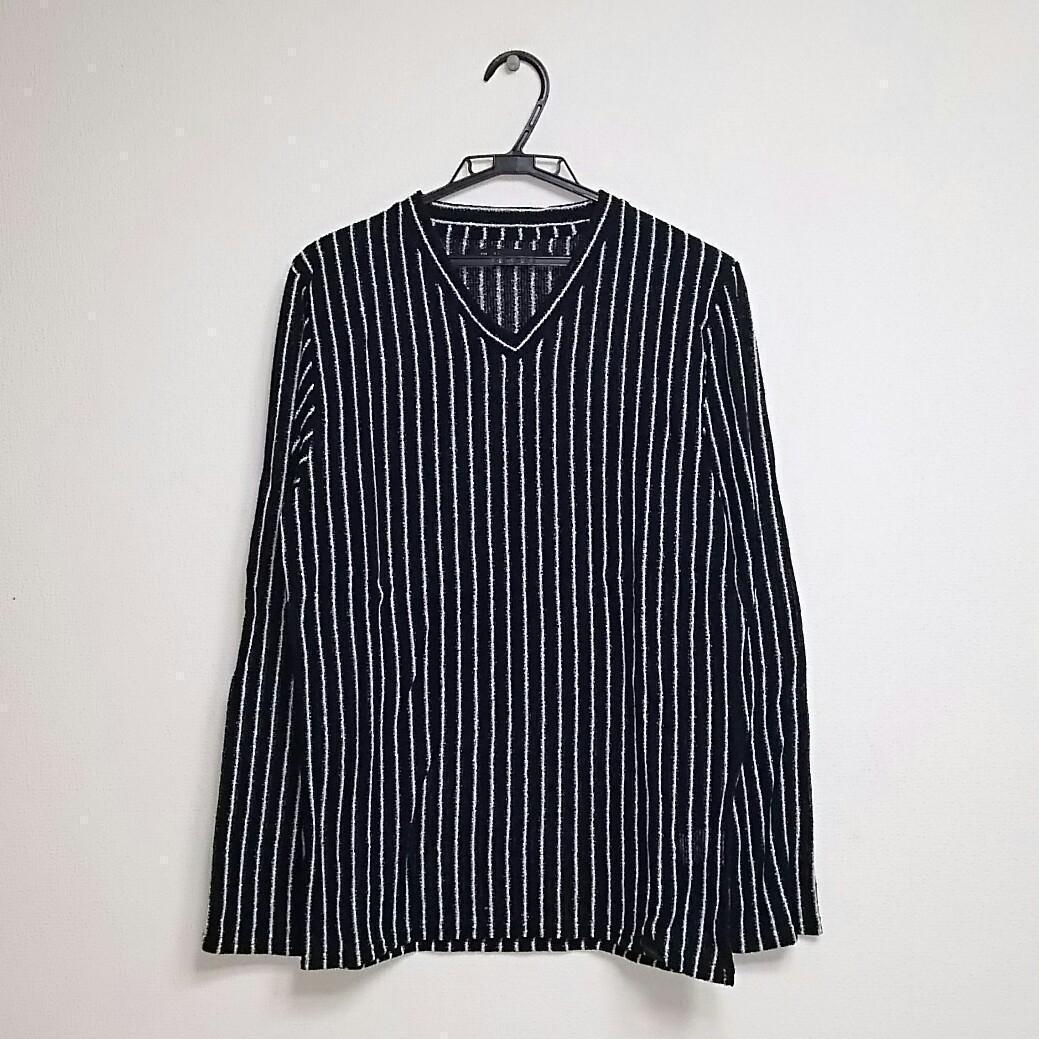 

[USED] For y2k, hosts, and visual kei fans! Black by Vanquish/Striped Sweater