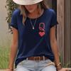 Casual T-shirt with Heart LettersSummer Round-neck Short-sleeved Top