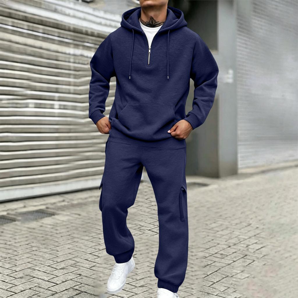 Men's Color Utility Sweatshirt Set - Casual Athletic Sports Track Suit for Daily Wear
