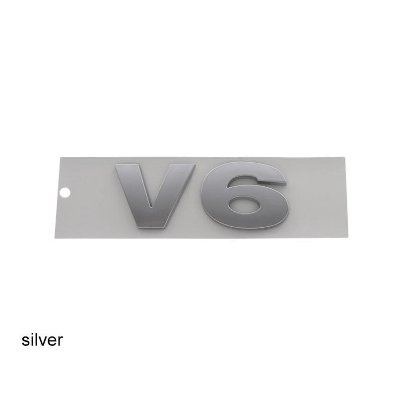 

3D Премиум V6 V 6 Буквы для автомобиля Капот двигателя Крыло багажник Задняя наклейка Эмблема Значок Наклейка hu-silver