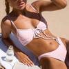 2023 European & American Solid Color Sexy Two-Piece Bikini Swimsuit for Women