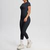 Solid Color Double-sided Brushed Breathable High Elasticity Tight Yoga Suit Set, Sports Running Fitness Two-piece Set