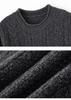 Women's Retro Cable Knit Cashmere Sweater – Round Neck, Rolled Hem, Thick, Loose, and Cozy for Autumn and Winter.
